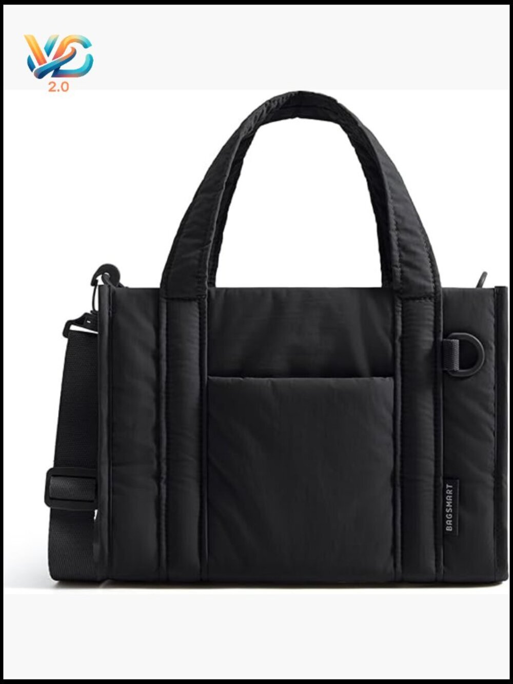 Quilted Puffer Mini Tote Bag with Crossbody Strap, Water-Resistant Nylon